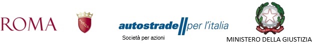 Logo del Comune di Roma, della Società Autostrade, emblema della Repubblica italiana